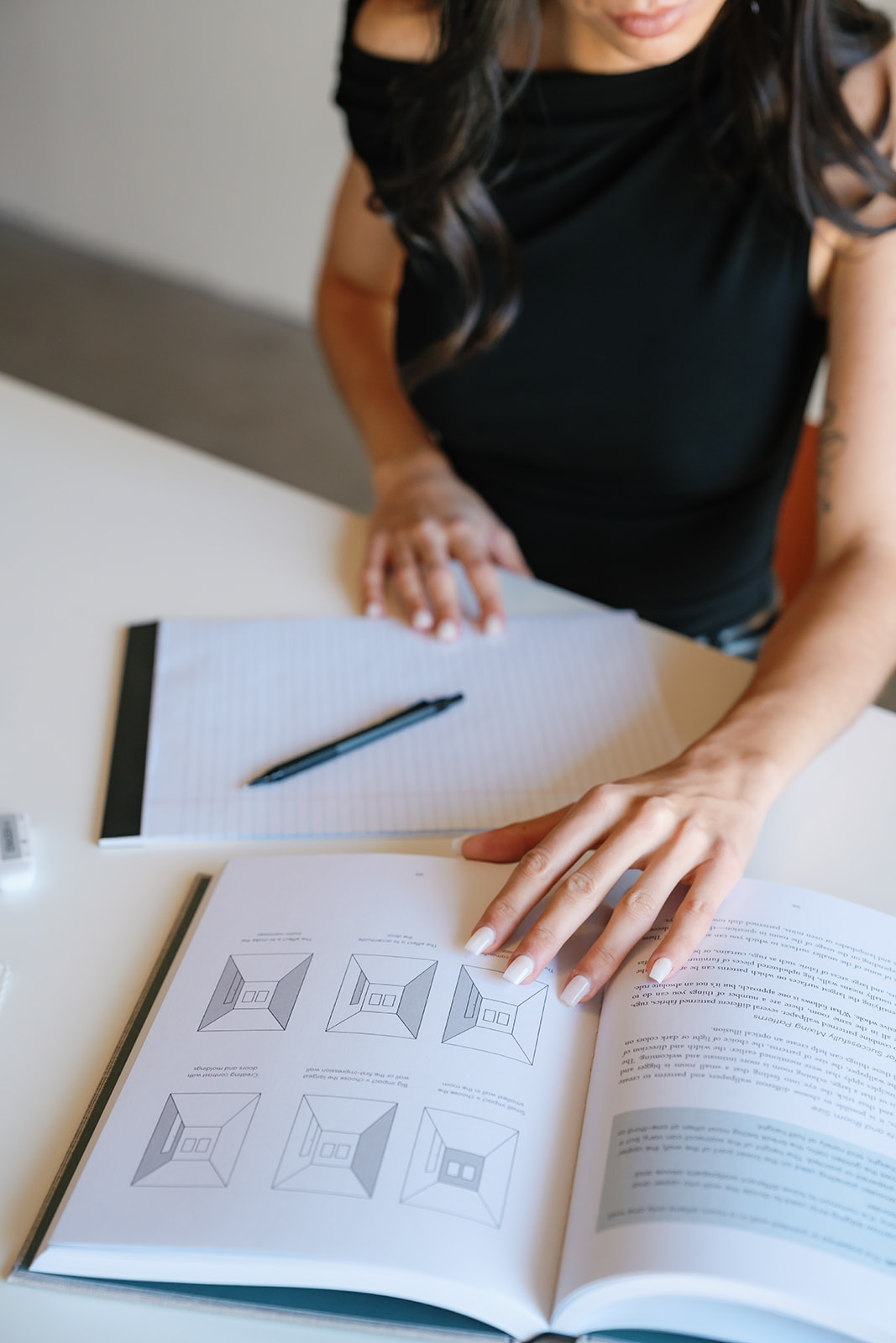 Interior design planning with material samples and mood boards